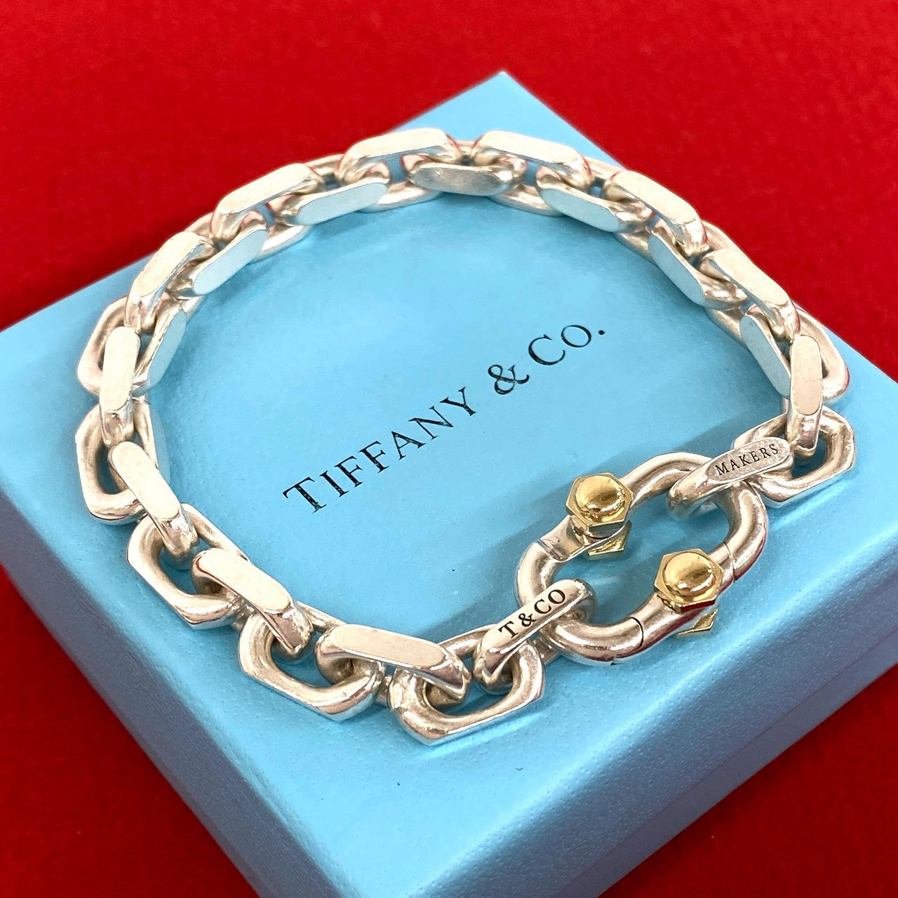 ★TIFFANY&Co.ティファニー メイカーズブレスレッAg925Au750★ TIFFANY&Co. ティファニー メイカーズ ブレスレット 925 K18 750YG – Trip