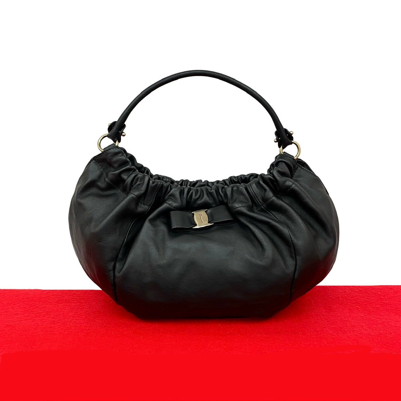 Salvatore Ferragamo ハンドバッグ 55497 サルバトーレフェラガモ 2WAY ハンドバッグ ヴァラ リボン