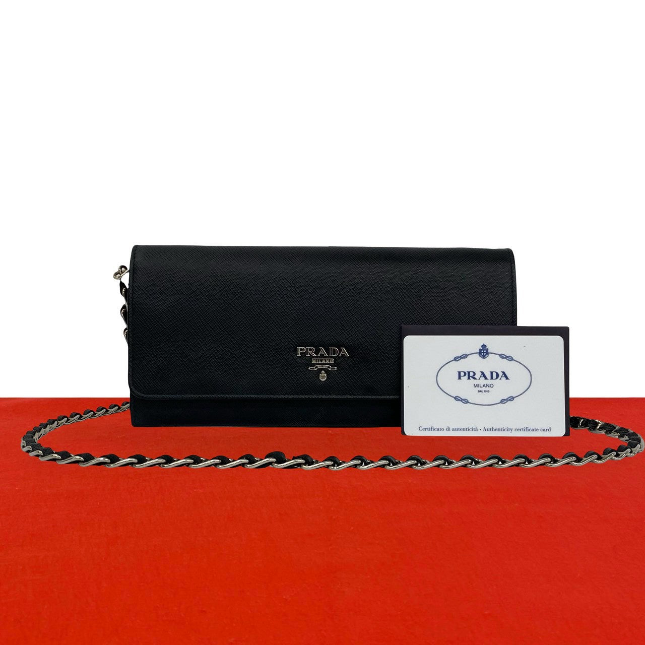 Prada プラダ チェーン ショルダーウォレット ブラック 黒 斜め掛け◎ PRADA プラダ チェーンウォレット ショルダーバッグ – Trip