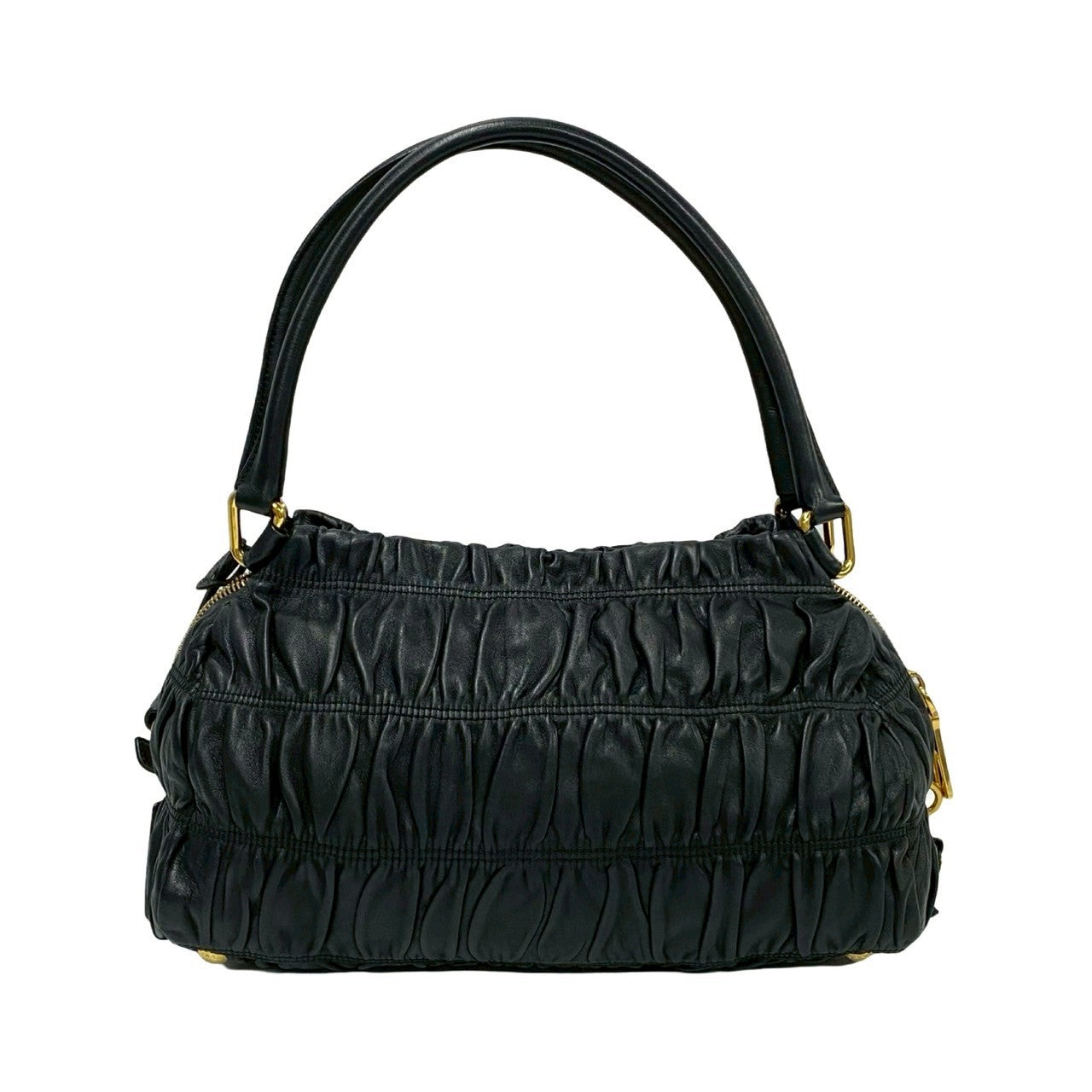 美品 シルクPRADA 黒 リングハンドル パーティーバッグ PRADA プラダ ハンドバッグ 3WAY/ミニバッグ/PRADA PROMENADE SAFFIANO