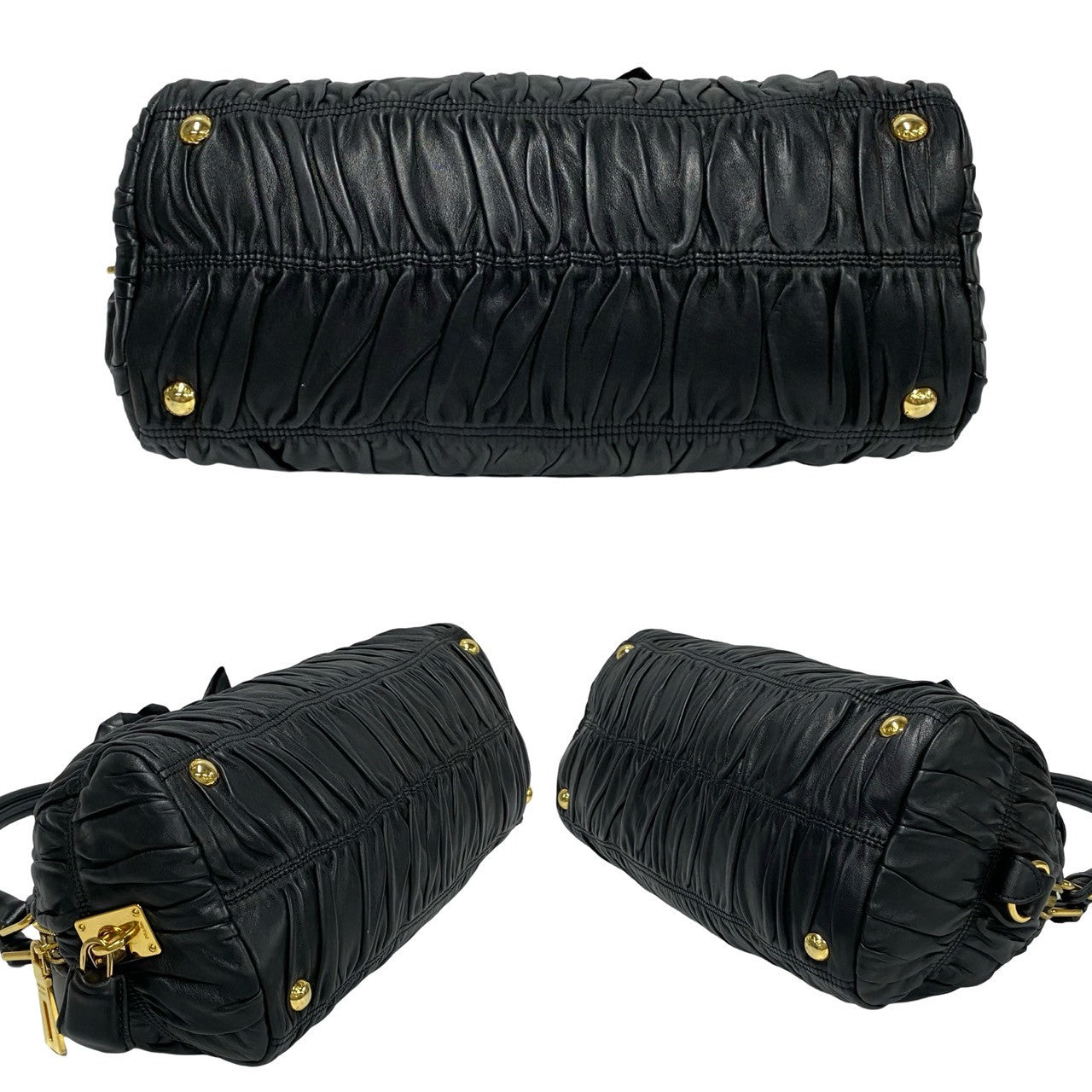 美品 シルクPRADA 黒 リングハンドル パーティーバッグ PRADA – Trip