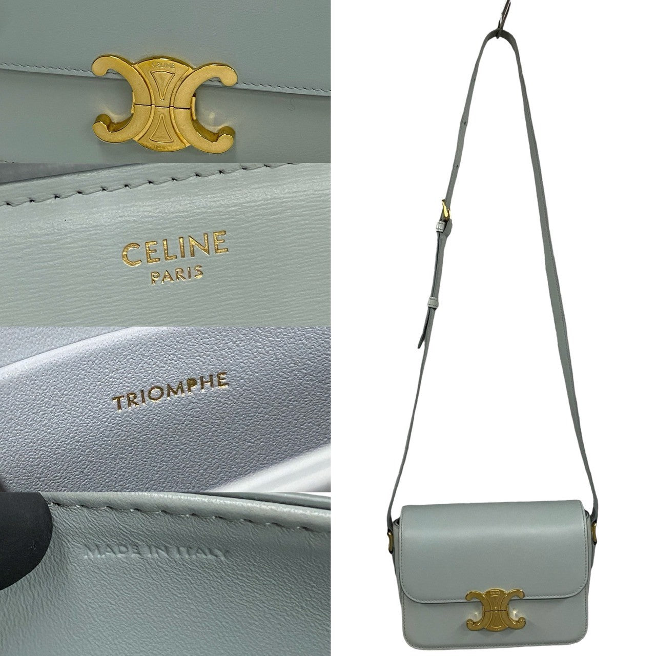 【極美品】CELINEセリーヌ トリオンフ　フック付きケース　グレー CELINE ティーン トリオンフ – Trip