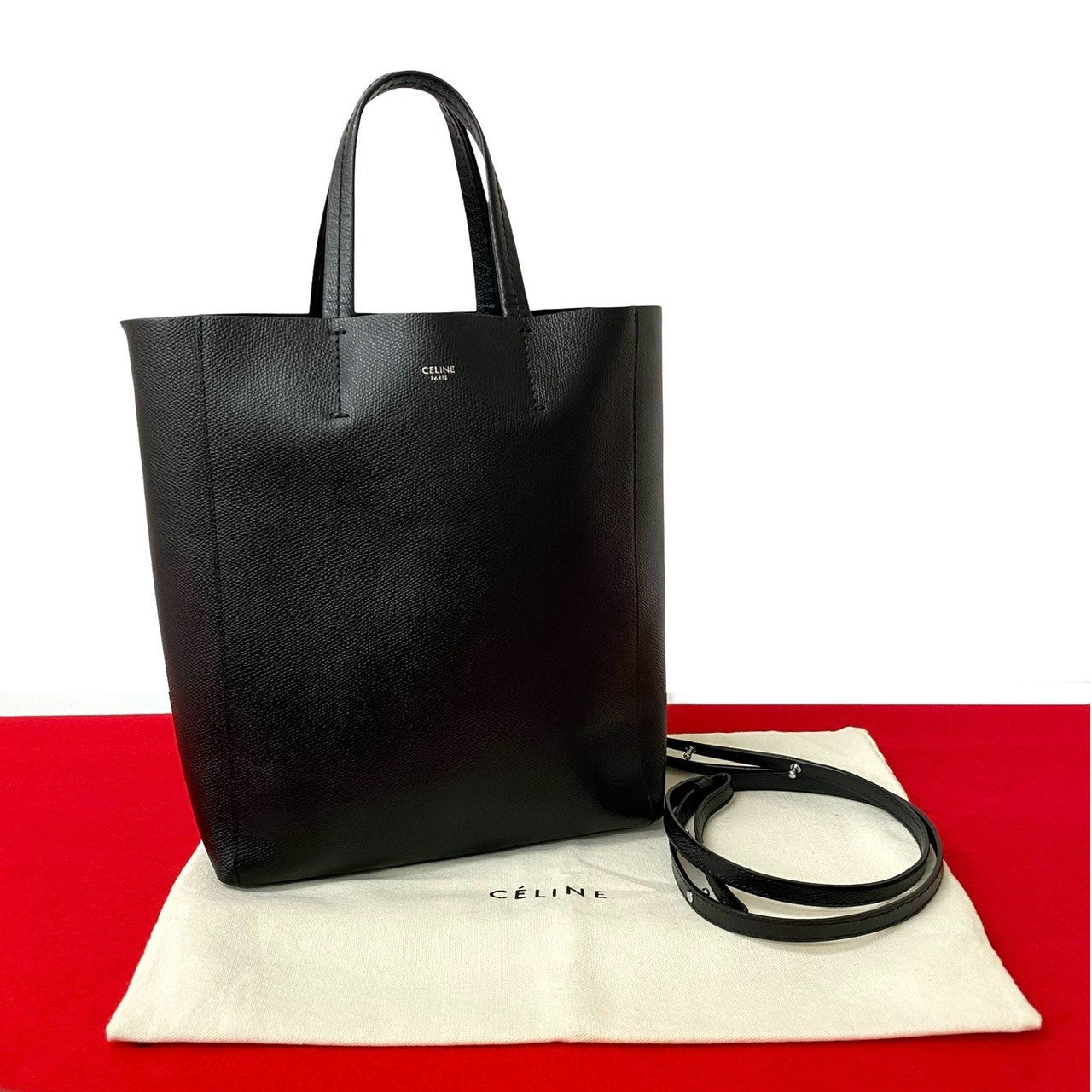 高級＊セリーヌ バーティカル カバ スモール トートバッグ 2way レザー 黒 高級＊セリーヌ バーティカル カバ スモール トートバッグ 2way レザー