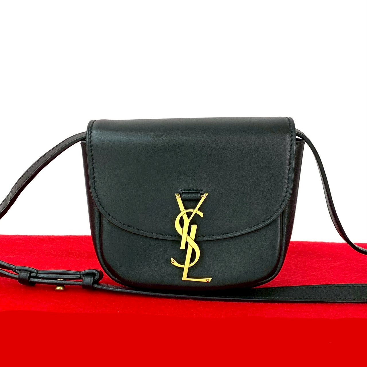 美品 パリ カイア スモール ブラック ショルダーバッグ SAINT LAURENT PARIS サンローランパリ カイア スモール ショルダー