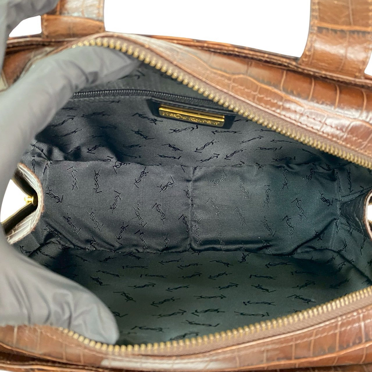 美品✨希少 Yves Saint Laurent ダークブラウン ハンドバッグ Yves Saint Laurent イヴ・サンローラン ハンドバッグ ブラウン YSL