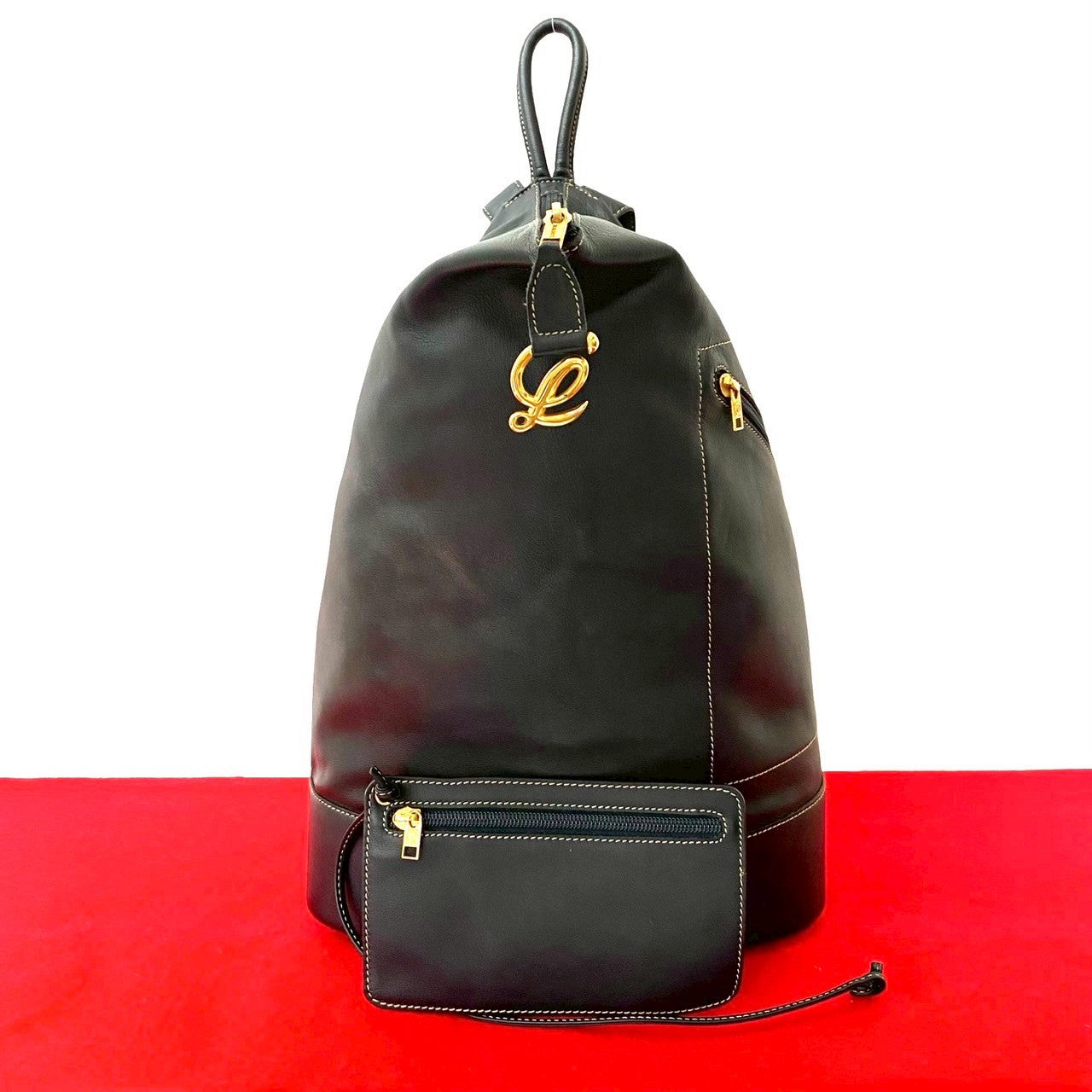 LOEWE ロエベ アントン キャンバス レザー ポーチ付き リュックサック