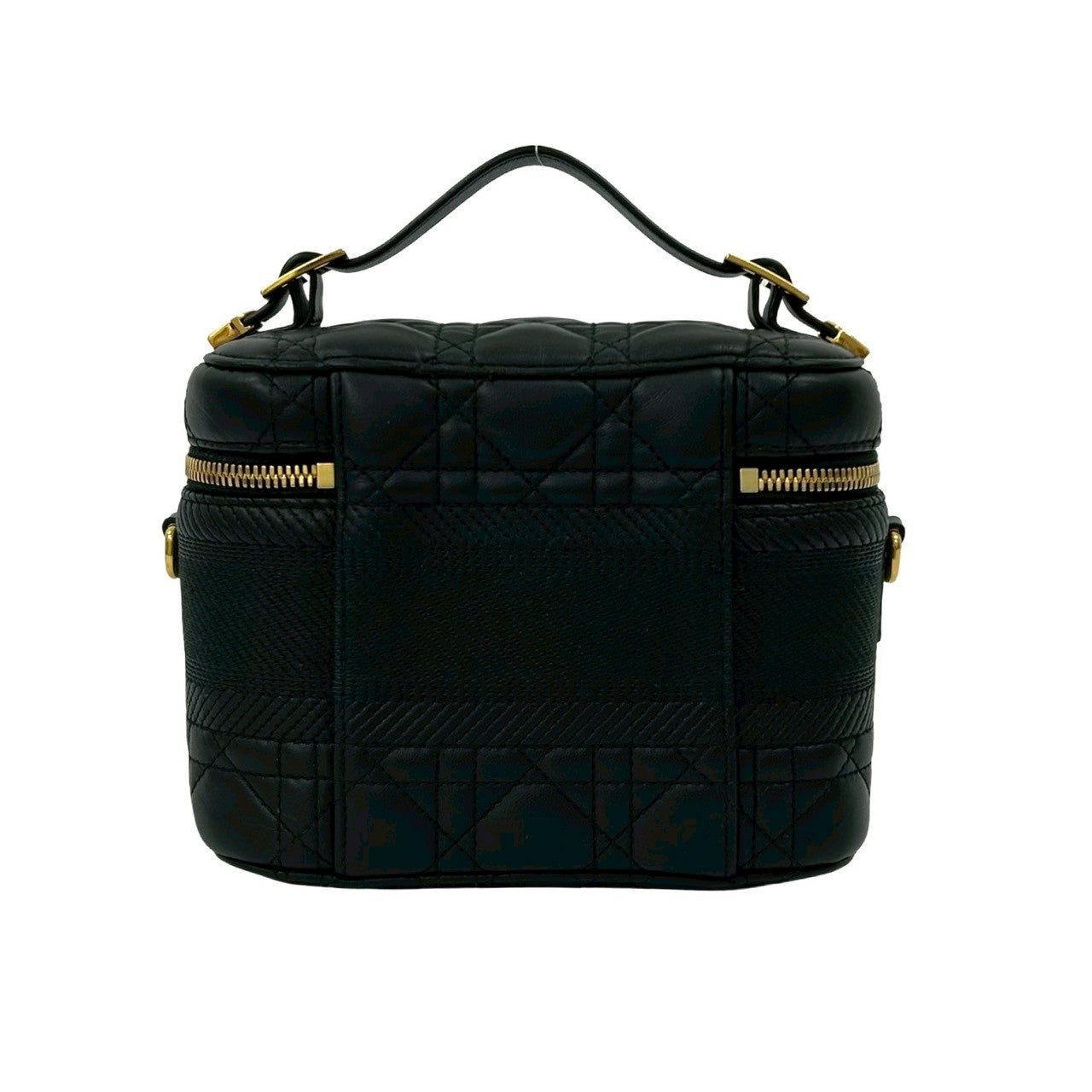 6169 美品 Dior カナージュ スモール バニティバッグ ラムレザー 黒色 Christian Dior クリスチャンディオール バニティバッグ ショルダー