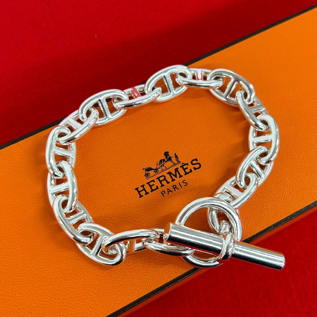 美品 HERMES シェーヌ ダンクル MM ブレスレット 16 レシート有 HERMES エルメス シェーヌダンクル MM 16コマ ブレスレット – Trip