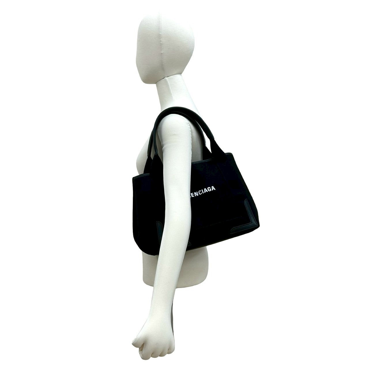 【良品】バレンシアガ　ネイビーカバス　ハンドバッグ　ロゴ　キャンバス　レザー BALENCIAGA（バレンシアガ） バッグ ネイビーカバス NAVY CABAS S
