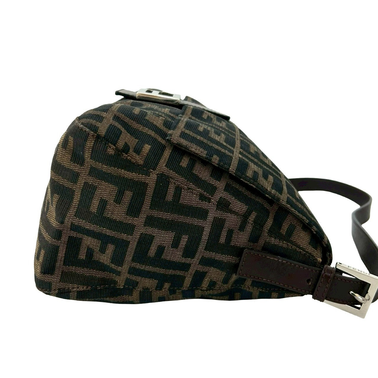 【FENDI】フェンディ マンマバケット ショルダーバッグ キャンバス×レザー ブラウン×ブラック×ゴールド金具/kr09816ng FENDI（フェンディ） ズッカ マンマバケット ショルダーバッグ