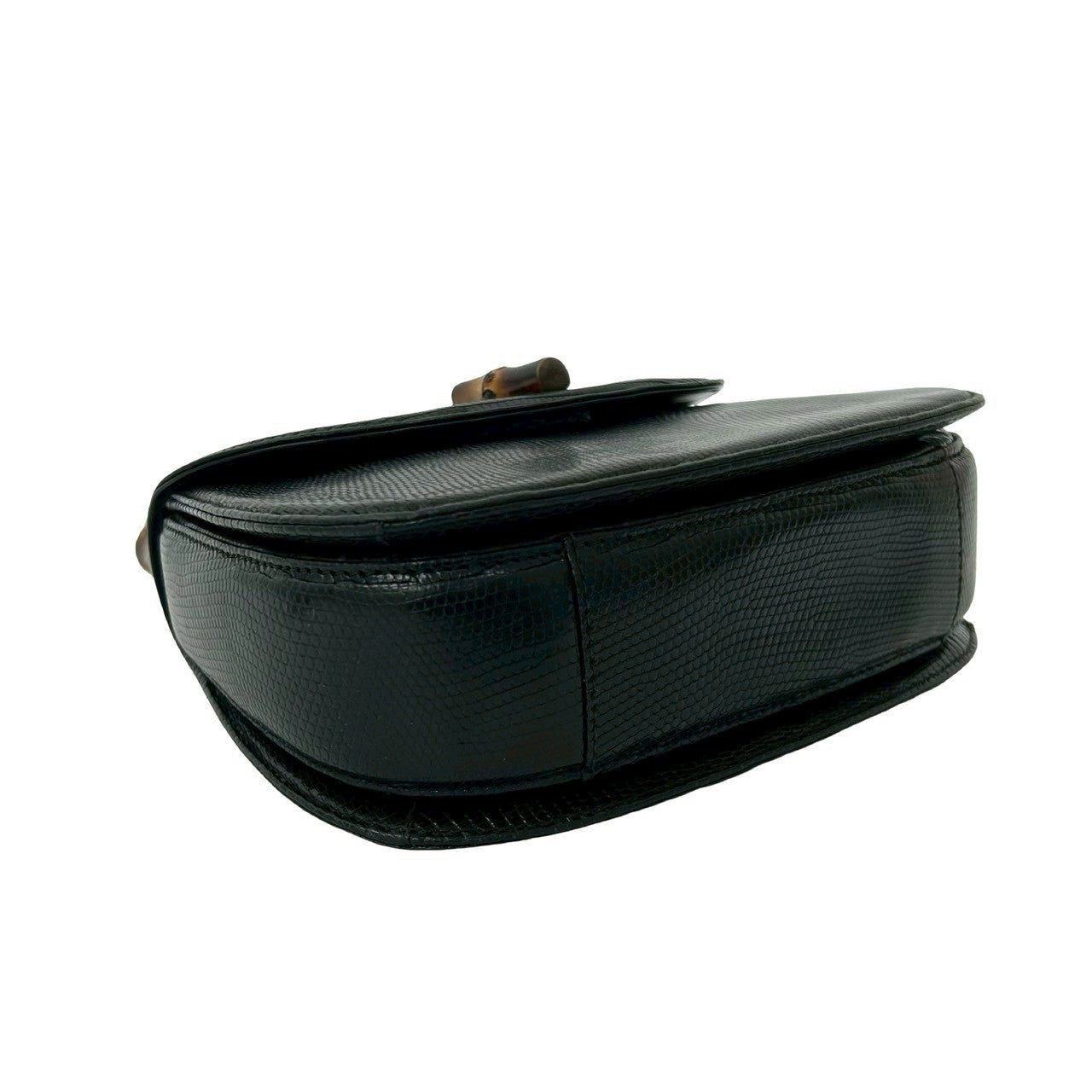 ブラックレザー クラッチバッグ　グッチ GUCCI グッチ (Vintage) リザード バンブー 2way ハンドバッグ – Trip