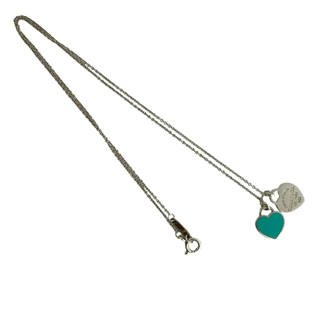 Necklace Tiffany Return Toe Double Heart Blue