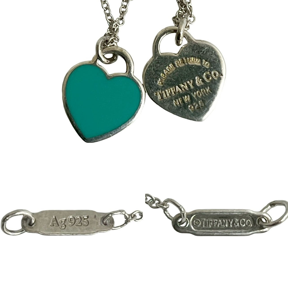 Necklace Tiffany Return Toe Double Heart Blue