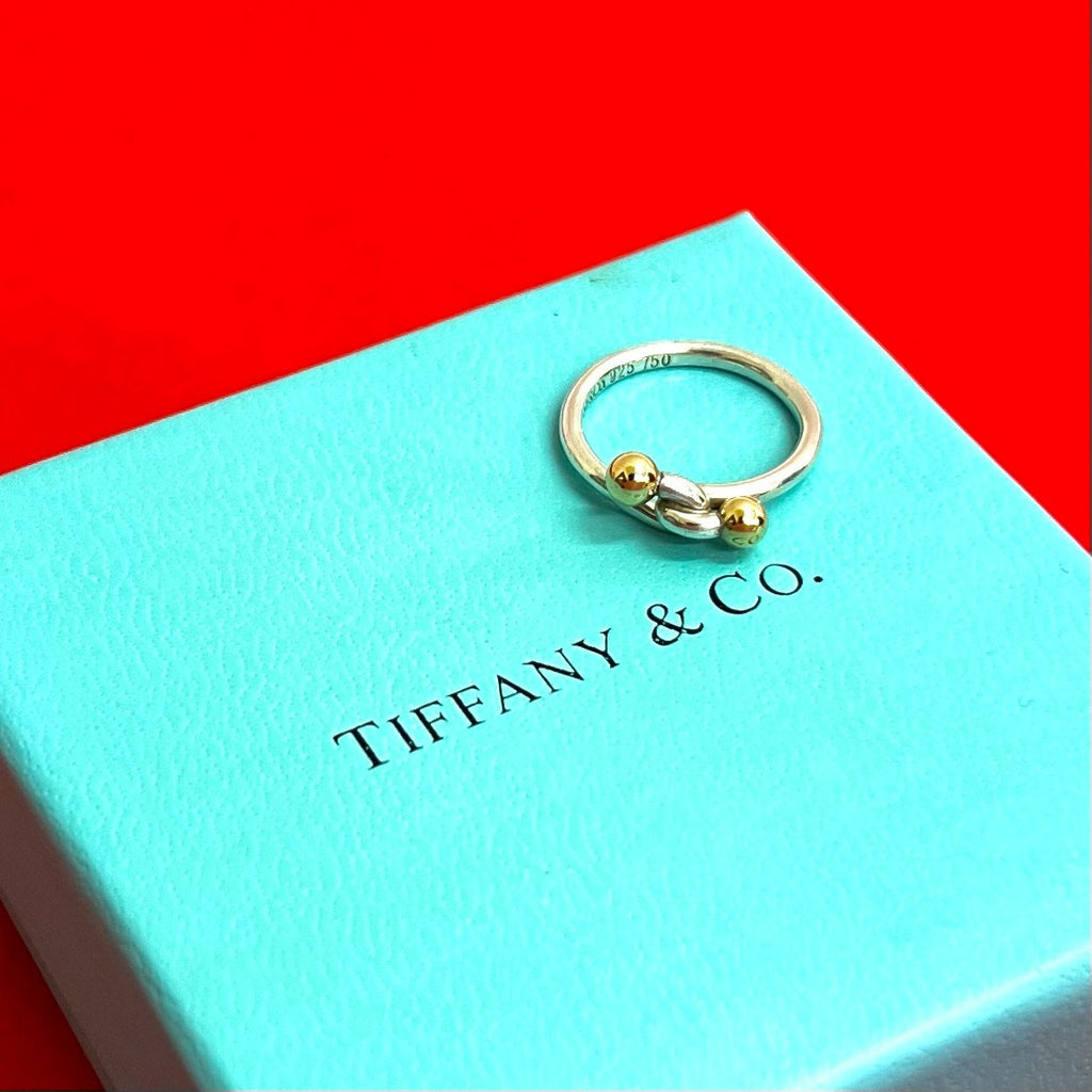 最終値下げ　ティファニー リング ラブノット AG925 AU750 #13 TIFFANY&Co. ティファニー フック＆アイ ラブノット リング 指輪 – Trip