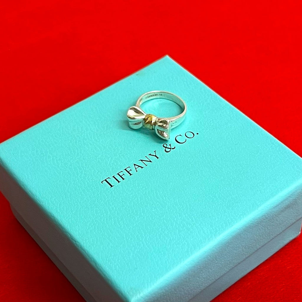 【未使用品ビンテージ】Tiffany & Co. リボン型カフリンクス TIFFANY&Co. ティファニー リボン コンビ リング 指輪 – Trip