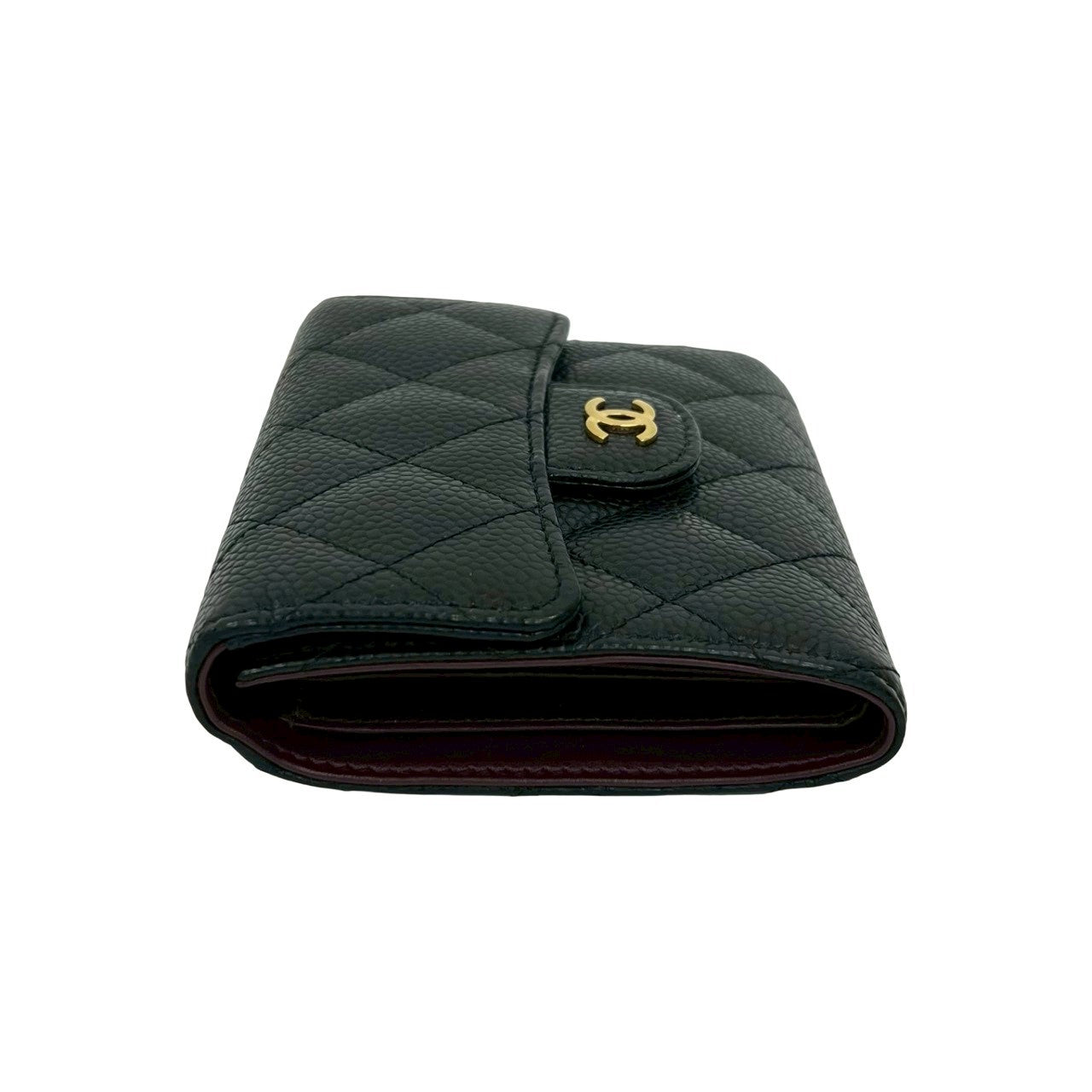 CHANEL グリーン 三つ折り財布 VINTAGE シャネル フラップウォレット キャビアスキン グリーン