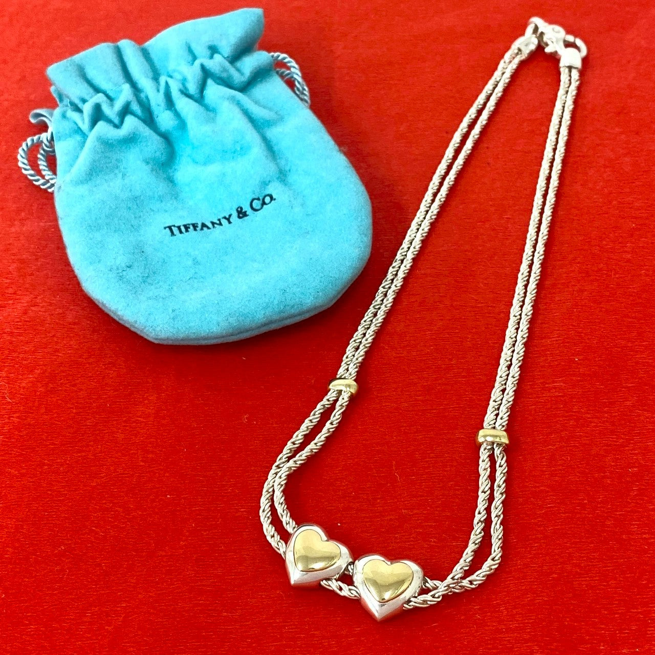 Tiffanyダブルロープネックレス TIFFANY&Co. ティファニー (Vintage) ダブルロープ ハート ネックレス