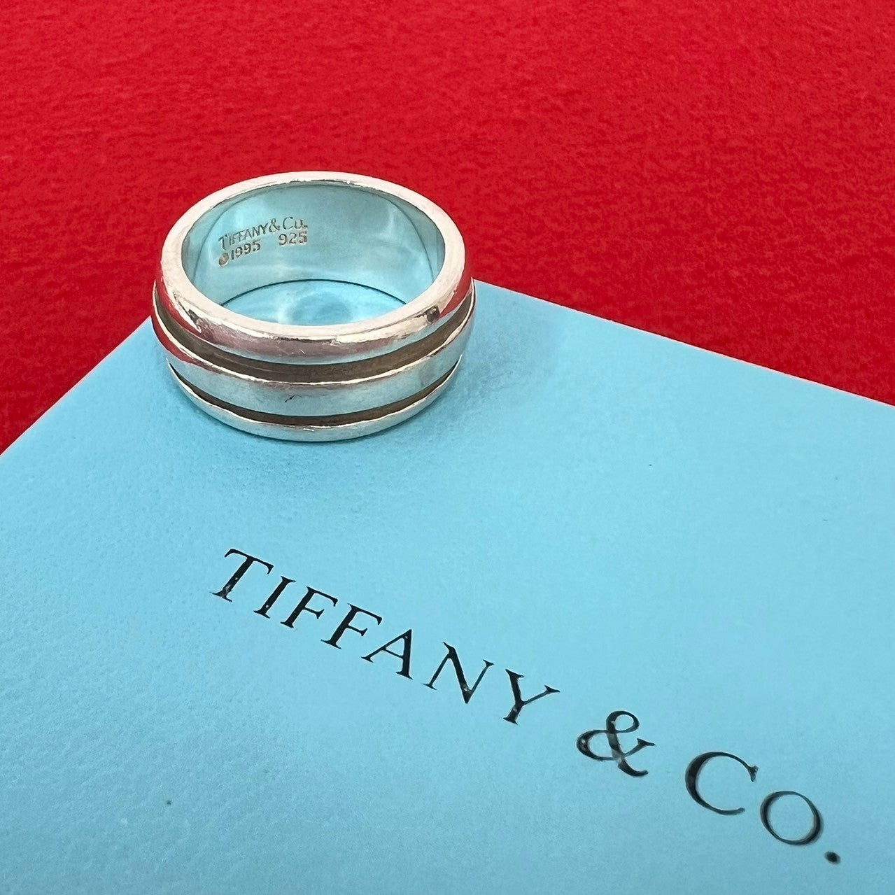 ティファニーグルーブドダブルリング　14号　新品仕上げ　ほぼ無傷未使用に近い TIFFANY&Co. ティファニー (Vintage) グルーブド ダブルライン リング