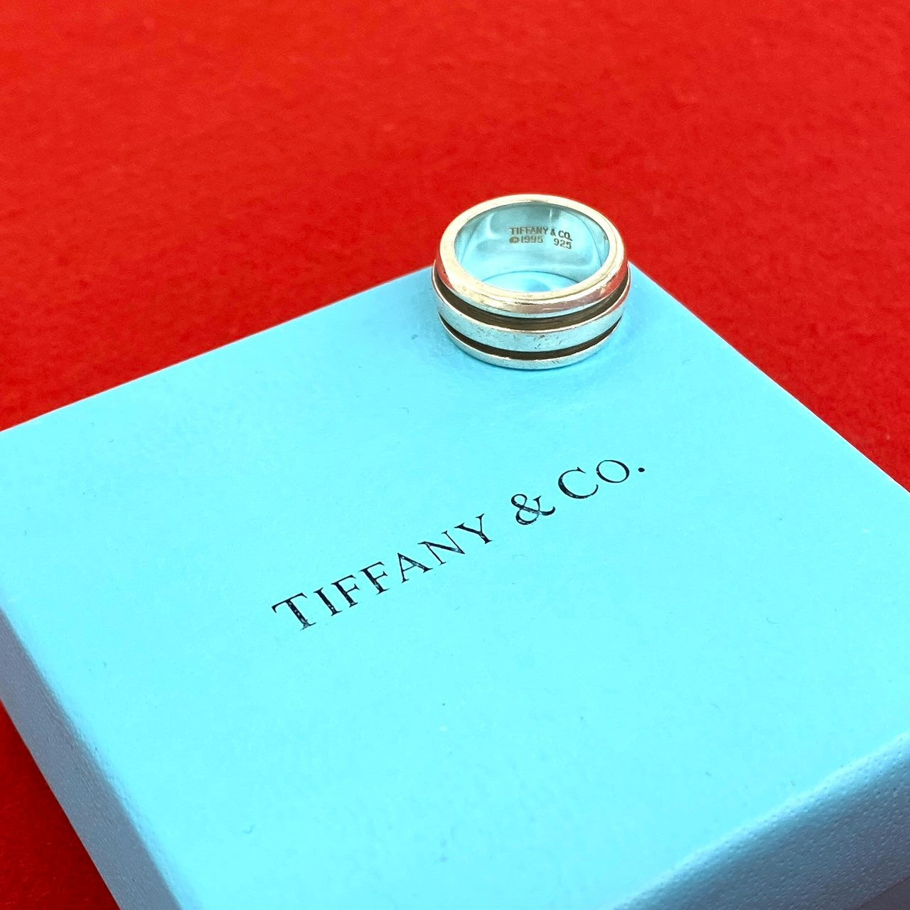 TIFFANY&Co. Tiffany (Vintage) Grooved Double Line Ring Ring No. 7