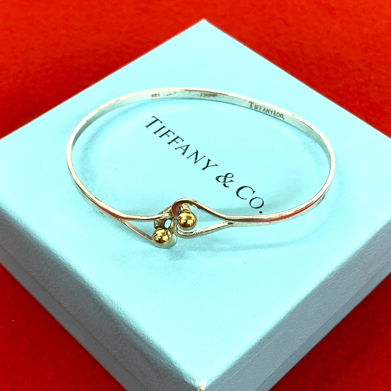 ティファニー　フックアンドアイバングル　シルバー925／750YG TIFFANY&Co. ティファニー (Vintage) フック＆アイ ハート バングル