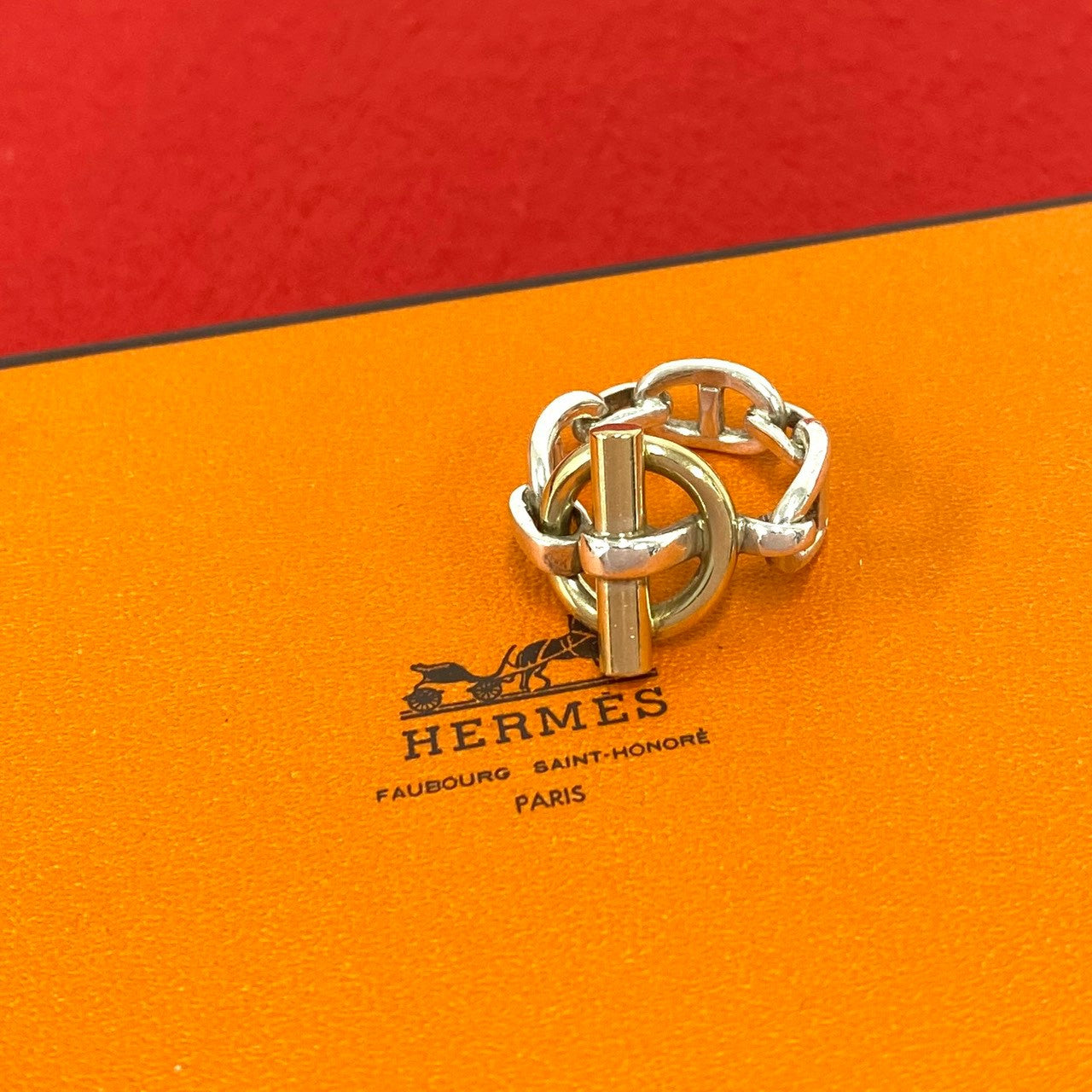 HERMES エルメス (Vintage) シェーヌダンクル コンビ リング 指輪 6号