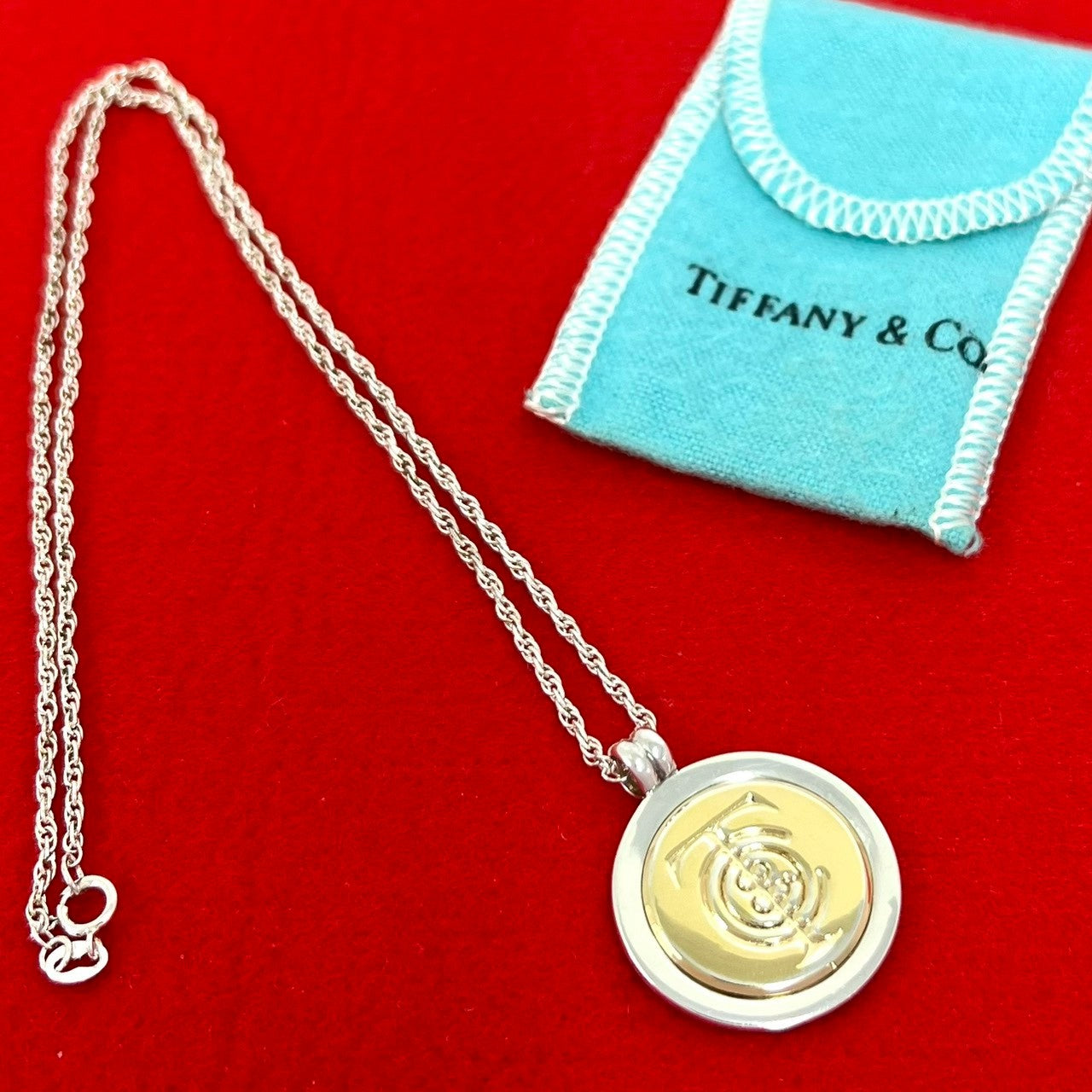 【ヴィンテージ】ティファニー 925/750YG ネックレス TIFFANY&Co. ティファニー (Vintage) コイン ネックレス 925 K18 750YG