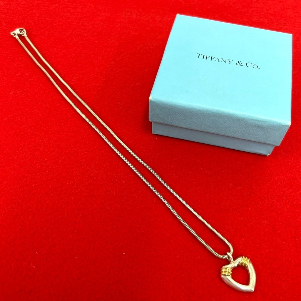 ティファニー Tiffany ハートモチーフ コンビネックレス シルバー k18 TIFFANY&Co. ティファニー (Vintage) ハート スネーク チェーン コンビ