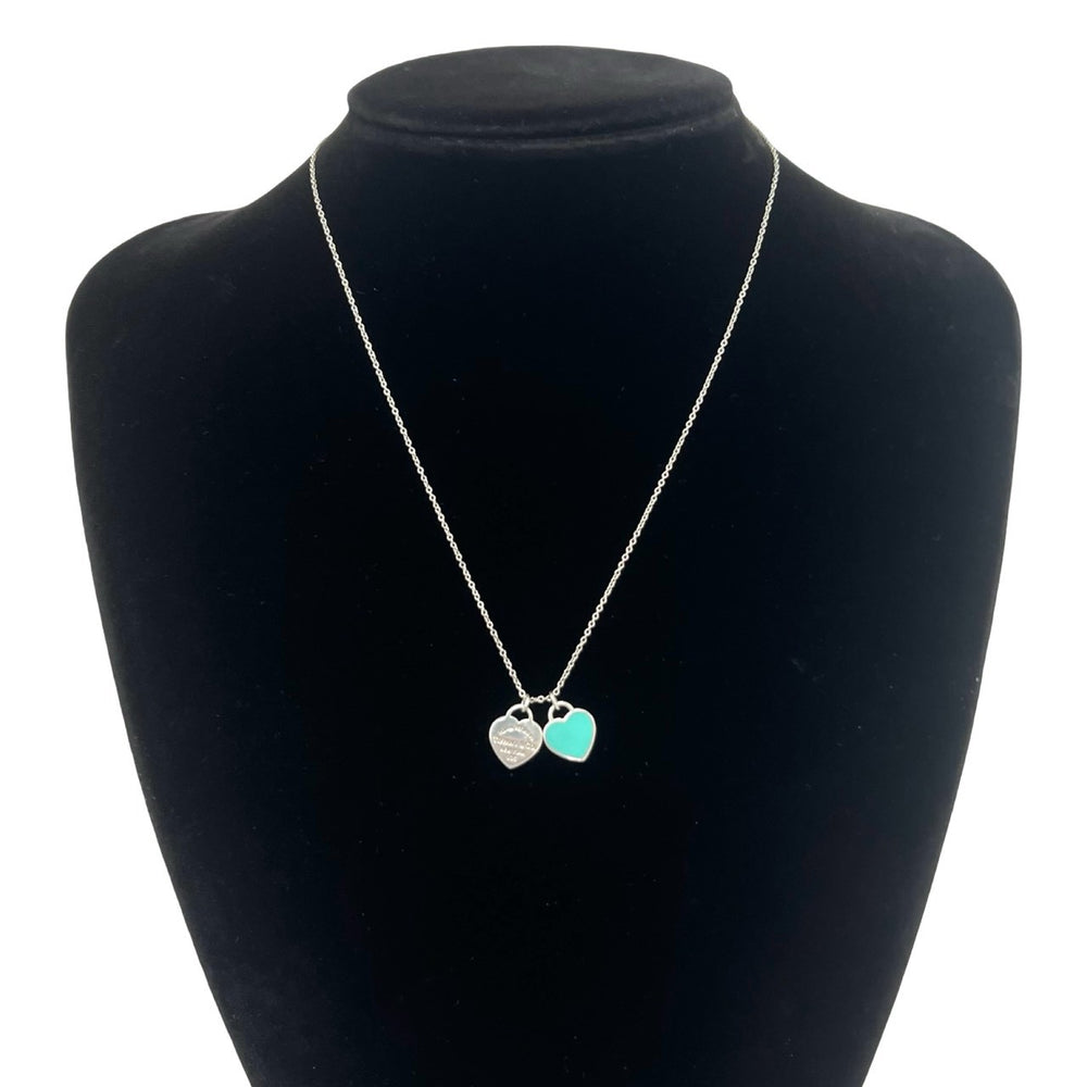 Necklace Tiffany Return Toe Tiffany Blue Double Heart Tag Pendant