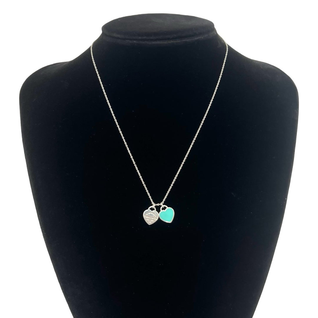 Necklace Tiffany Return Toe Tiffany Blue Double Heart Tag Pendant