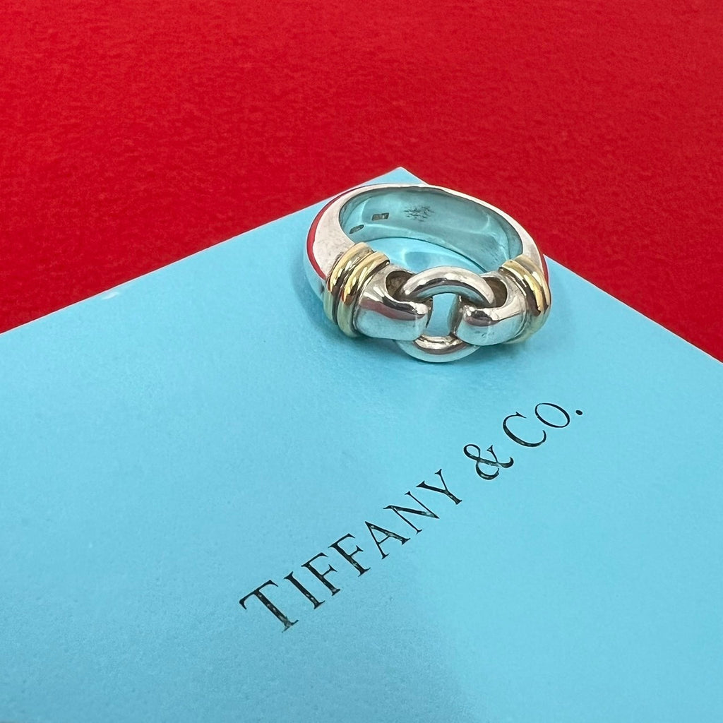 Tiffany & Co. コンビ リング シルバー925 k18 13号 TIFFANY&Co. ティファニー (Vintage) サークル コンビ リング 指輪 13