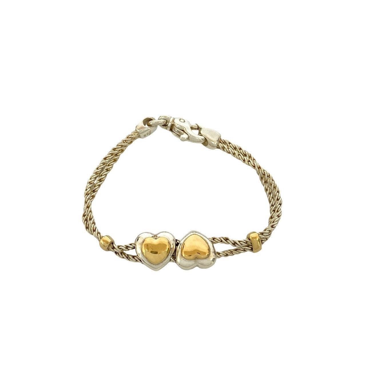 【美品】TIFFANY&Co. ティファニー ダブルロープ ハートブレスレット TIFFANY&Co. ティファニー ダブルハート ロープチェーン ブレスレット