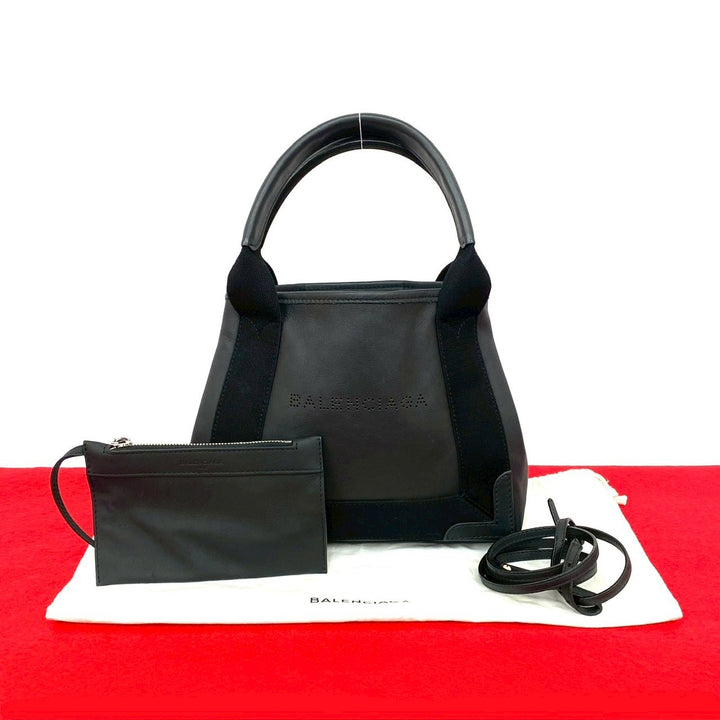 Shoulder bag Balenciaga navy cabas XS