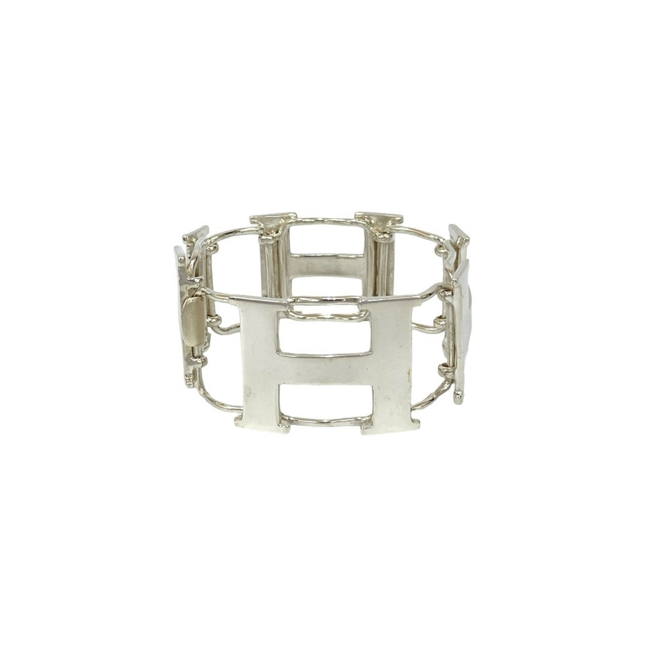 エルメス HERMES レザー ブラック 48 コリエドシアン レザーブレスレット エルメス HERMES □H刻印 ブレスレット ロング 3連 シルバー アクセサリー