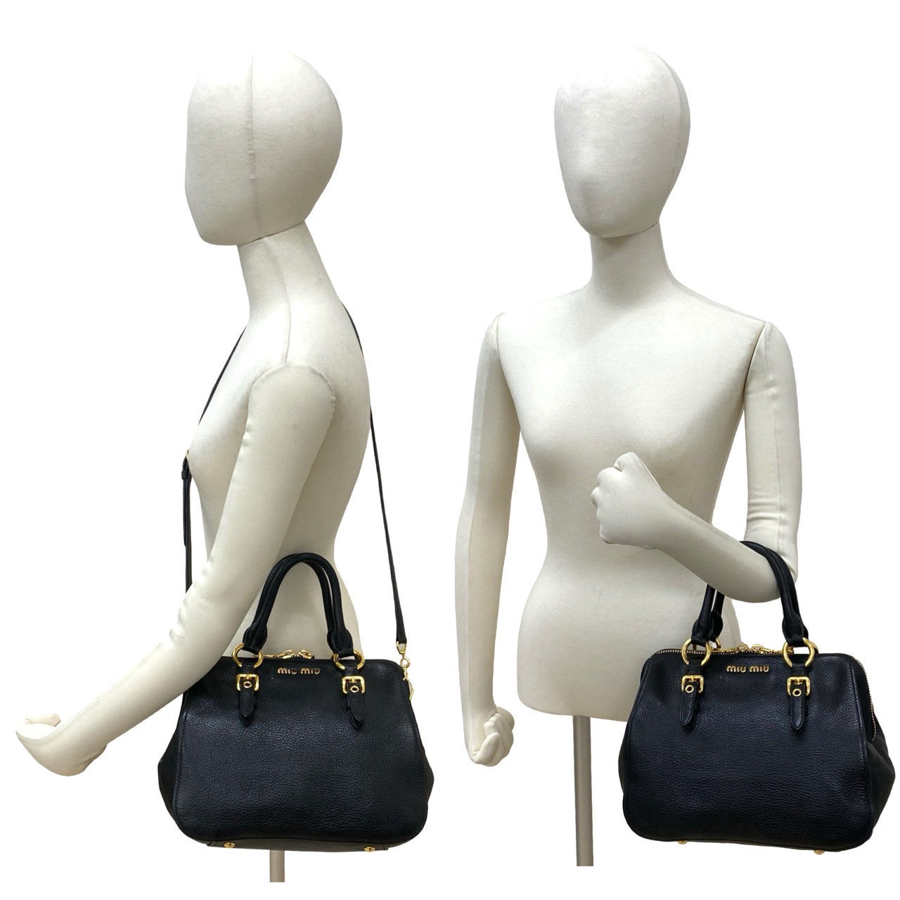 ミュウミュウ ショルダーバッグ 2way マドラス 大容量 肩掛け ゴールドロゴ miu miu（ミュウミュウ） 中古 斜め掛け ショルダーバッグ レディース