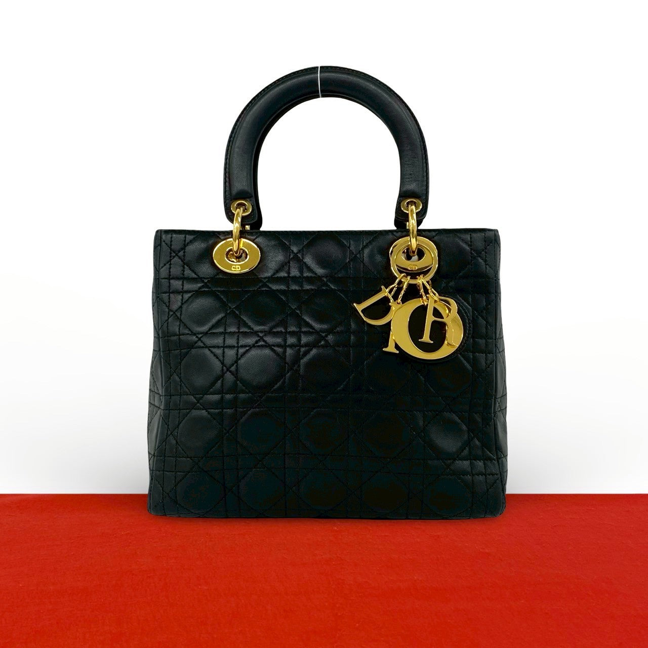 Dior 黒 オールドDIOR レザーハンドバッグ　ヴィンテージ Christian Dior ディオール (Vintage) レディディオール ハンドバッグ