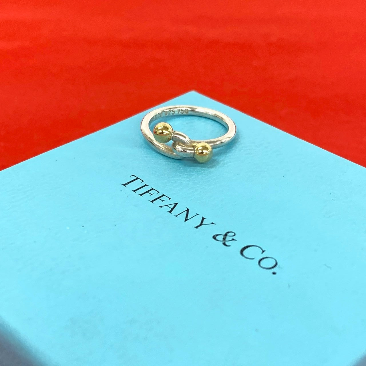 Tiffany フック＆アイリング k18 925 TIFFANY&Co. ティファニー (Vintage) フック＆アイ リング 925 K18