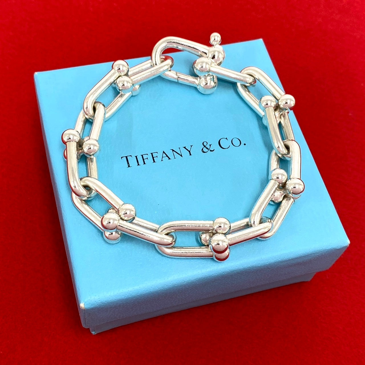 ティファニー ハードウェア ブレスレット ラージ 極美品 14コマ TIFFANY&Co. ティファニー ハードウェア ラージ リンク ブレスレット