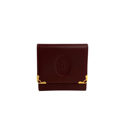 CARTIER Mustline Coin Case Wallet Mini Bordeaux Red Leather Ladies Men's  Fashion Accessories USED | eLADY Globazone